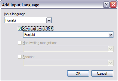 Add Input Language Dialog